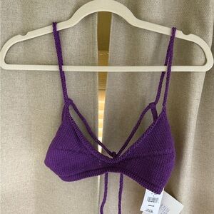 KHAITE Carla Bralette in Grape Size L